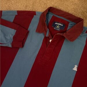 Chubbies Legacy Rugby Shirt Mens Size XXL Maroon Blue Striped Long Sleeve Preppy
